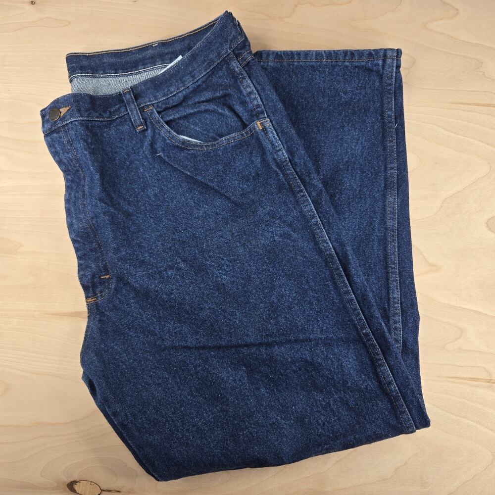 Rustler Men's Size 42x30 Blue Straight Leg Dark Wash 100% Cotton Denim Jeans